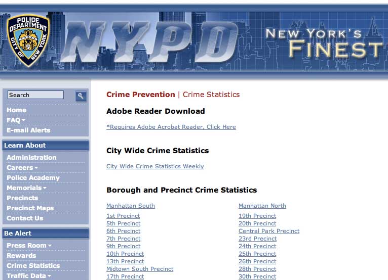 NYPD homepage